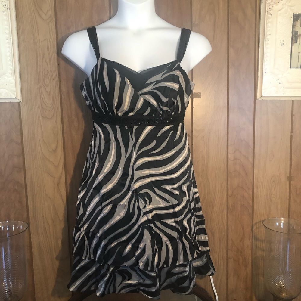 White House Black Market Zebra Tier cocktail dress. Size 2. NWT.
